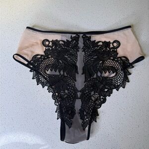 Victoria's Secret Black and Tan Lace Panties